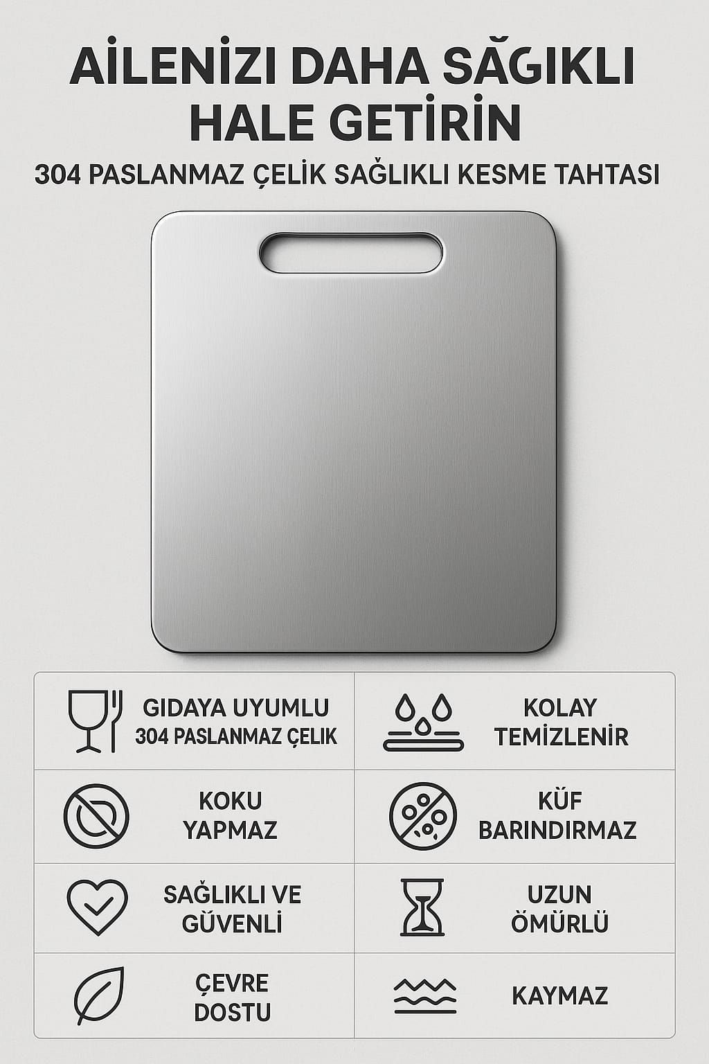 Paslanmaz Çelik Kesme Tahtası